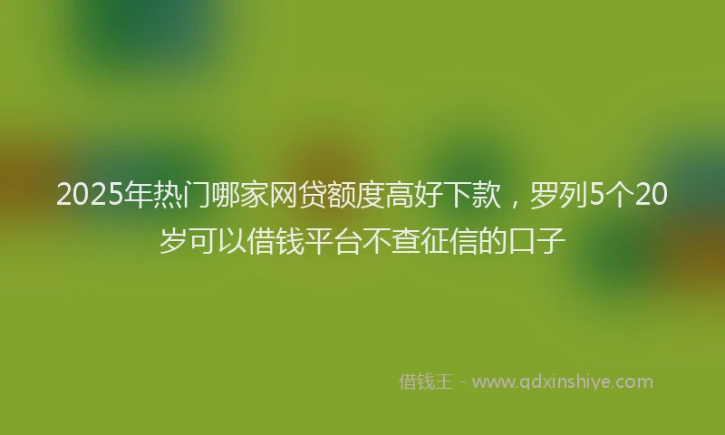 2025年热门哪家网贷额度高好下款，罗列5个20岁可以借钱平台不查征信的口子