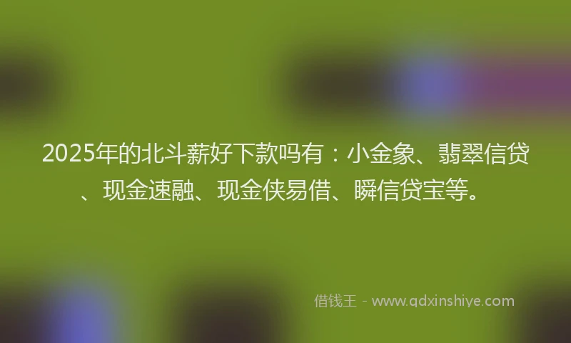 2025年的北斗薪好下款吗有：小金象、翡翠信贷、现金速融、现金侠易借、瞬信贷宝等。