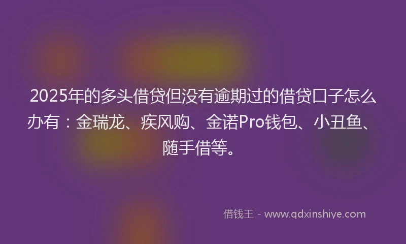 2025年的多头借贷但没有逾期过的借贷口子怎么办有：金瑞龙、疾风购、金诺Pro钱包、小丑鱼、随手借等。