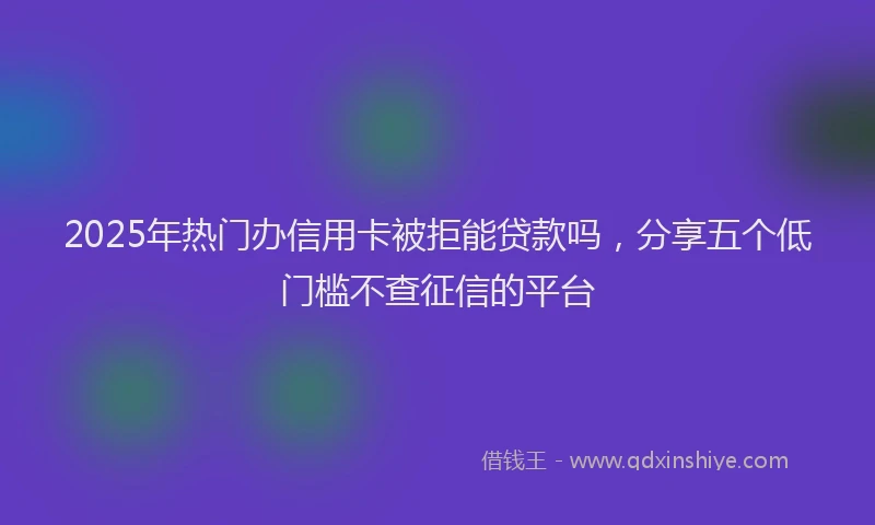 2025年热门办信用卡被拒能贷款吗，分享五个低门槛不查征信的平台