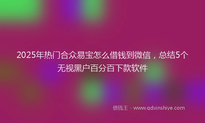 2025年热门合众易宝怎么借钱到微信，总结5个无视黑户百分百下款软件