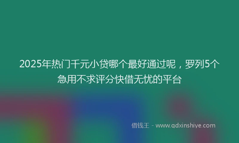 2025年热门千元小贷哪个最好通过呢，罗列5个急用不求评分快借无忧的平台