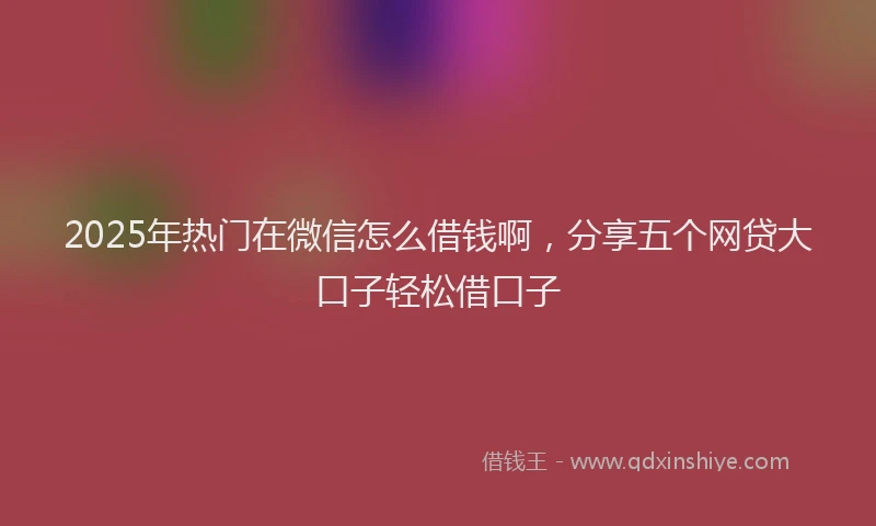 2025年热门在微信怎么借钱啊，分享五个网贷大口子轻松借口子