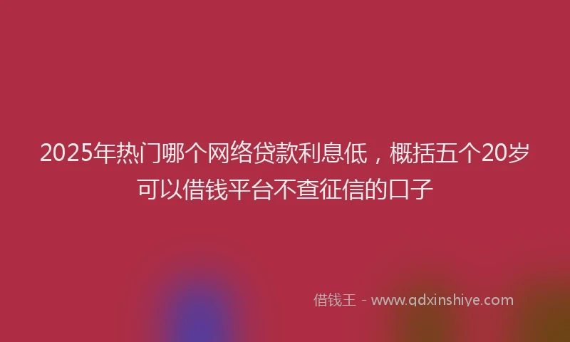 2025年热门哪个网络贷款利息低，概括五个20岁可以借钱平台不查征信的口子
