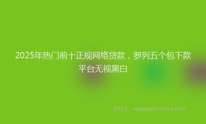 2025年热门前十正规网络贷款，罗列五个包下款平台无视黑白