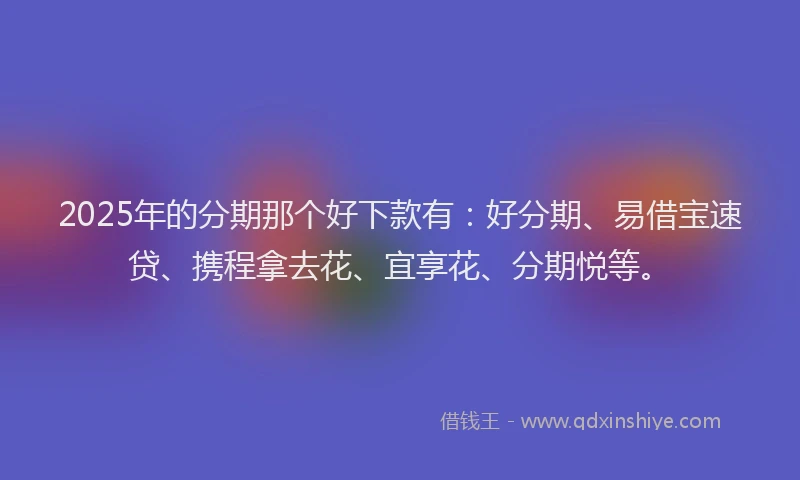 2025年的分期那个好下款有：好分期、易借宝速贷、携程拿去花、宜享花、分期悦等。
