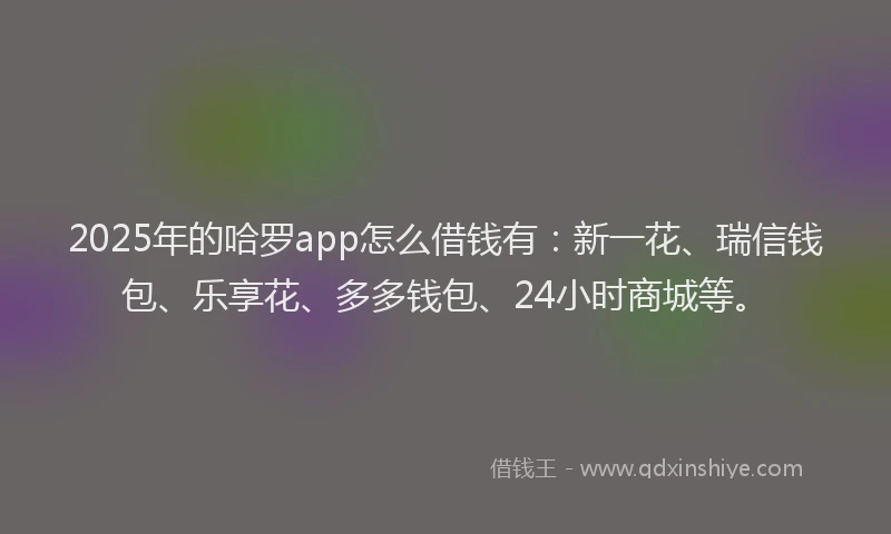 2025年的哈罗app怎么借钱有：新一花、瑞信钱包、乐享花、多多钱包、24小时商城等。