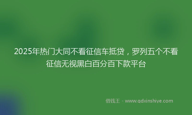 2025年热门大同不看征信车抵贷，罗列五个不看征信无视黑白百分百下款平台