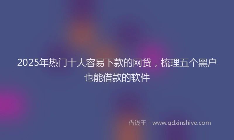 2025年热门十大容易下款的网贷，梳理五个黑户也能借款的软件