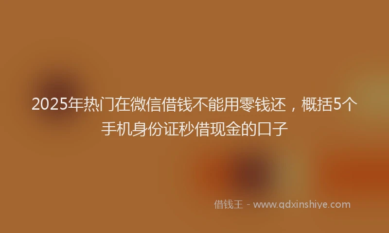 2025年热门在微信借钱不能用零钱还，概括5个手机身份证秒借现金的口子