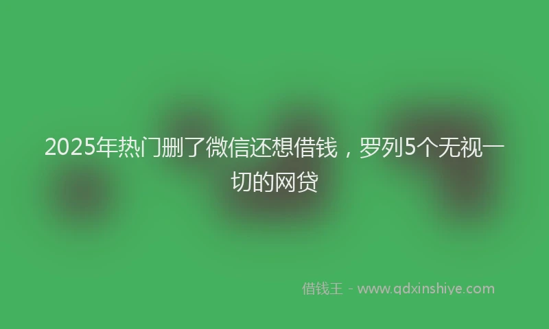 2025年热门删了微信还想借钱，罗列5个无视一切的网贷