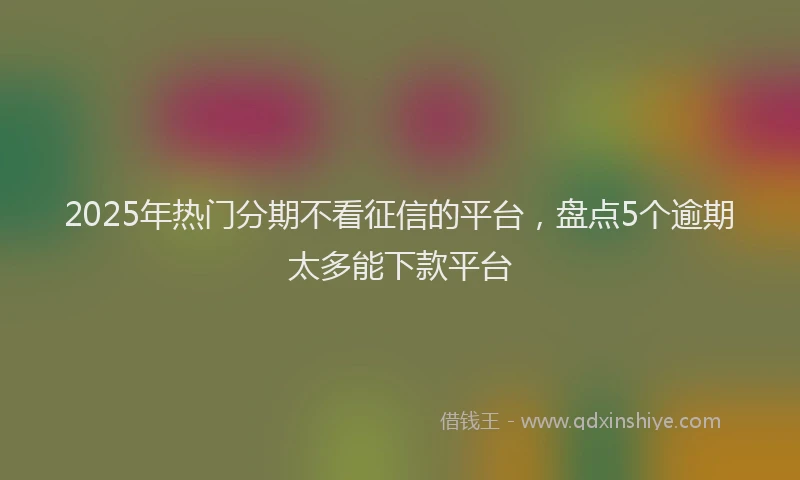 2025年热门分期不看征信的平台，盘点5个逾期太多能下款平台