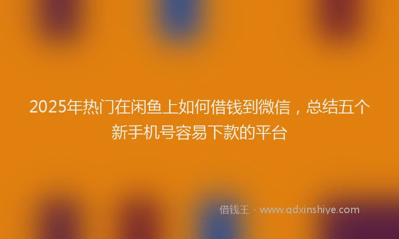 2025年热门在闲鱼上如何借钱到微信，总结五个新手机号容易下款的平台