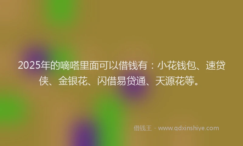 2025年的嘀嗒里面可以借钱有：小花钱包、速贷侠、金银花、闪借易贷通、天源花等。