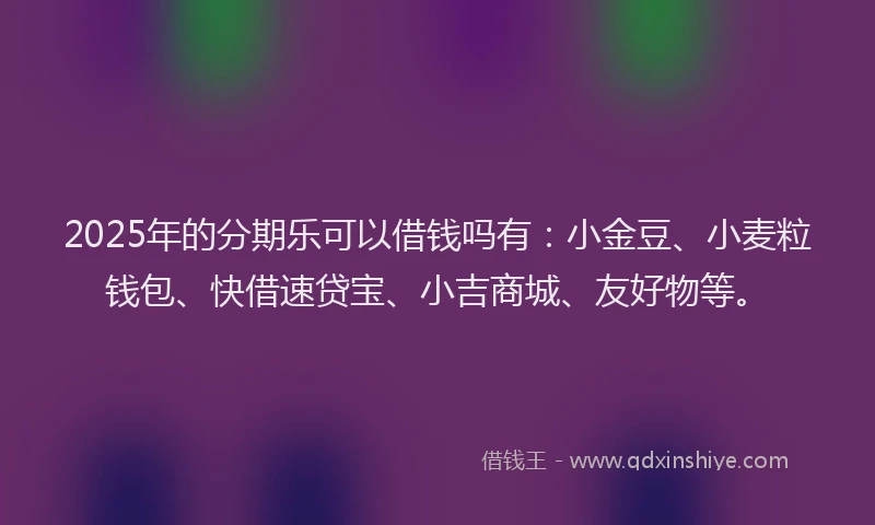 2025年的分期乐可以借钱吗有：小金豆、小麦粒钱包、快借速贷宝、小吉商城、友好物等。