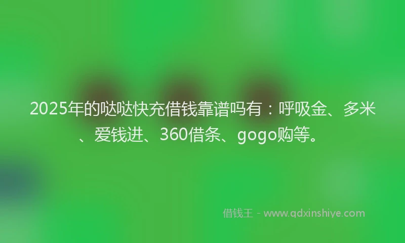 2025年的哒哒快充借钱靠谱吗有：呼吸金、多米、爱钱进、360借条、gogo购等。