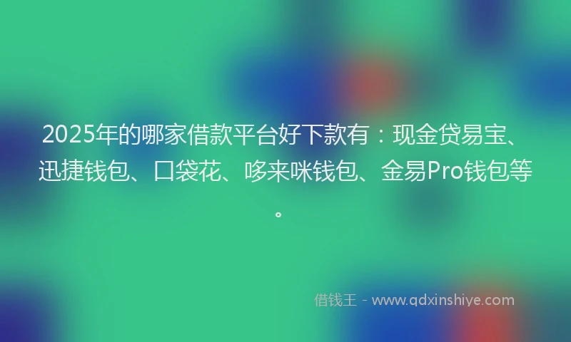 2025年的哪家借款平台好下款有：现金贷易宝、迅捷钱包、口袋花、哆来咪钱包、金易Pro钱包等。