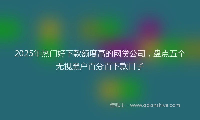 2025年热门好下款额度高的网贷公司，盘点五个无视黑户百分百下款口子