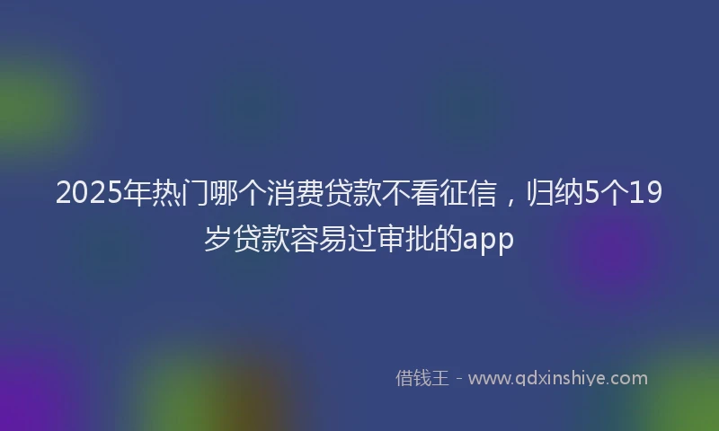 2025年热门哪个消费贷款不看征信，归纳5个19岁贷款容易过审批的app