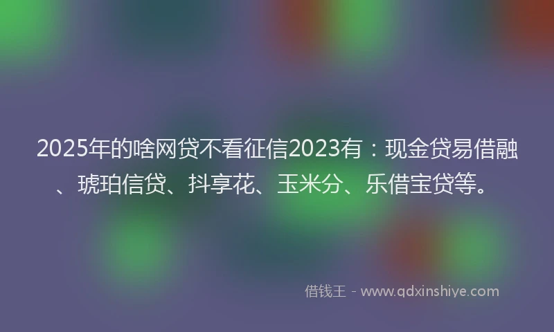 2025年的啥网贷不看征信2023有：现金贷易借融、琥珀信贷、抖享花、玉米分、乐借宝贷等。
