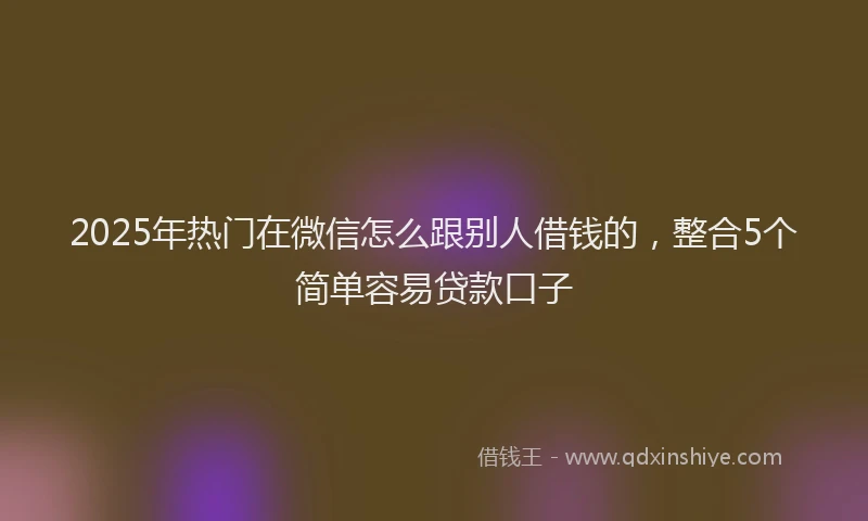 2025年热门在微信怎么跟别人借钱的，整合5个简单容易贷款口子