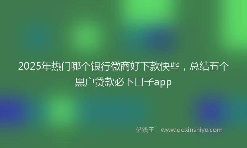 2025年热门哪个银行微商好下款快些，总结五个黑户贷款必下口子app