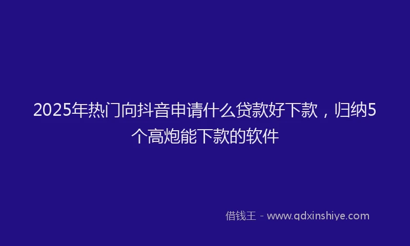 2025年热门向抖音申请什么贷款好下款，归纳5个高炮能下款的软件