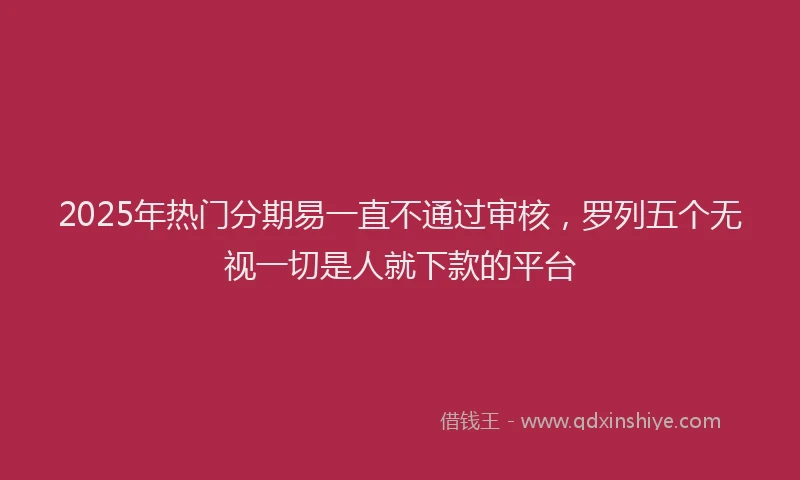 2025年热门分期易一直不通过审核，罗列五个无视一切是人就下款的平台