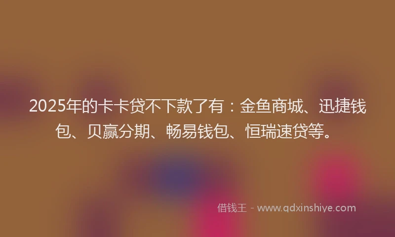 2025年的卡卡贷不下款了有：金鱼商城、迅捷钱包、贝赢分期、畅易钱包、恒瑞速贷等。