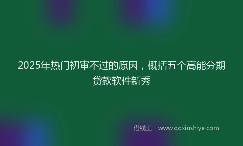 2025年热门初审不过的原因，概括五个高能分期贷款软件新秀