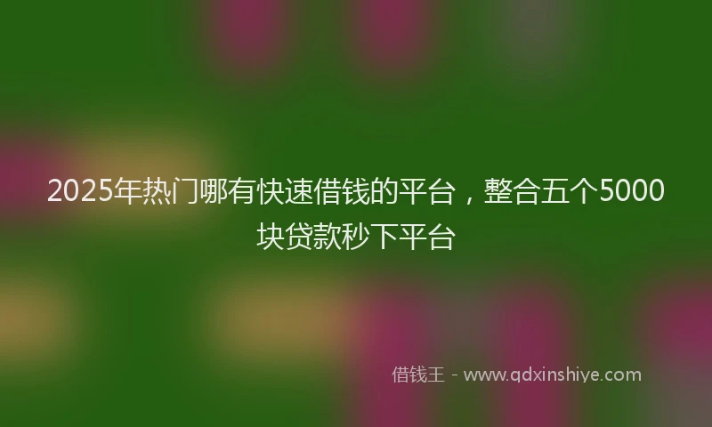 2025年热门哪有快速借钱的平台，整合五个5000块贷款秒下平台