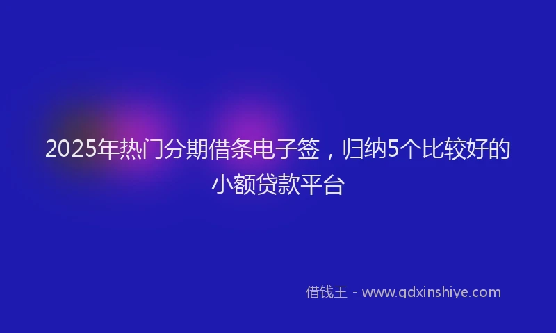 2025年热门分期借条电子签，归纳5个比较好的小额贷款平台