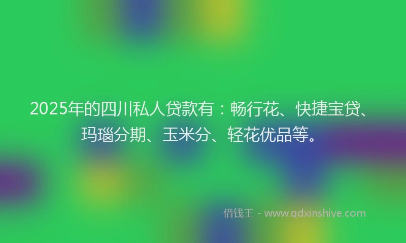 2025年的四川私人贷款有：畅行花、快捷宝贷、玛瑙分期、玉米分、轻花优品等。