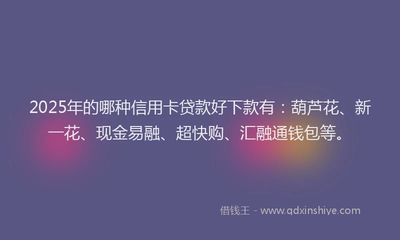 2025年的哪种信用卡贷款好下款有：葫芦花、新一花、现金易融、超快购、汇融通钱包等。
