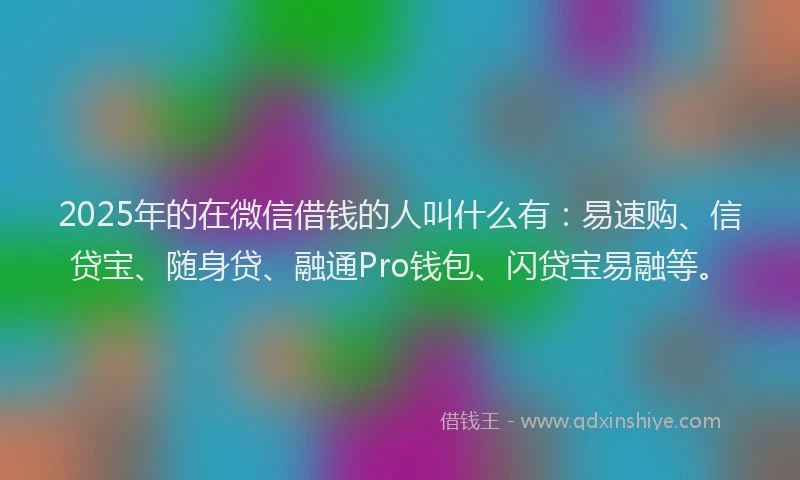 2025年的在微信借钱的人叫什么有：易速购、信贷宝、随身贷、融通Pro钱包、闪贷宝易融等。