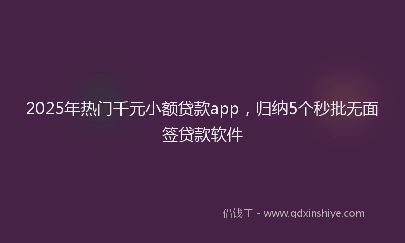 2025年热门千元小额贷款app，归纳5个秒批无面签贷款软件