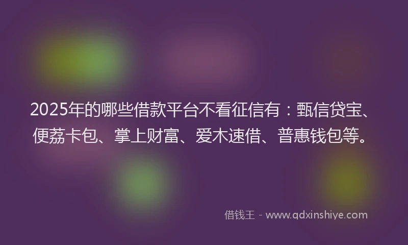 2025年的哪些借款平台不看征信有：甄信贷宝、便荔卡包、掌上财富、爱木速借、普惠钱包等。