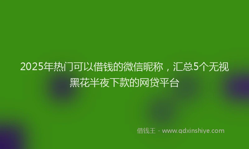 2025年热门可以借钱的微信昵称，汇总5个无视黑花半夜下款的网贷平台