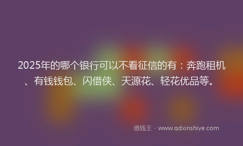 2025年的哪个银行可以不看征信的有：奔跑租机、有钱钱包、闪借侠、天源花、轻花优品等。
