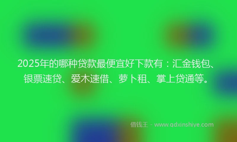 2025年的哪种贷款最便宜好下款有：汇金钱包、银票速贷、爱木速借、萝卜租、掌上贷通等。