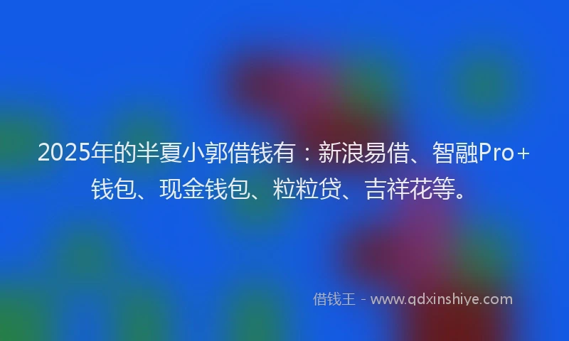 2025年的半夏小郭借钱有：新浪易借、智融Pro+钱包、现金钱包、粒粒贷、吉祥花等。