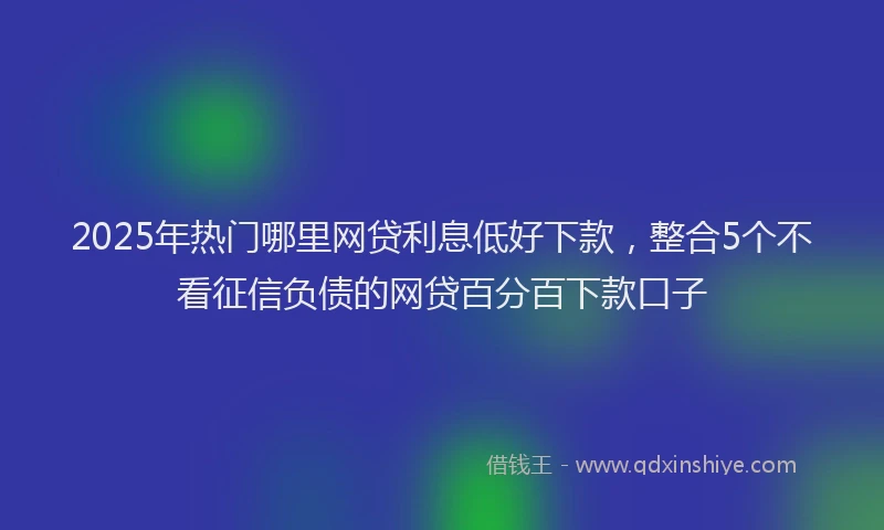 2025年热门哪里网贷利息低好下款，整合5个不看征信负债的网贷百分百下款口子