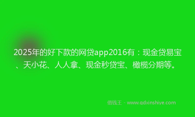 2025年的好下款的网贷app2016有：现金贷易宝、天小花、人人拿、现金秒贷宝、橄榄分期等。