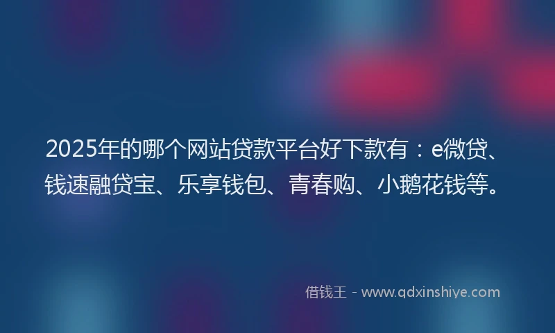 2025年的哪个网站贷款平台好下款有：e微贷、钱速融贷宝、乐享钱包、青春购、小鹅花钱等。