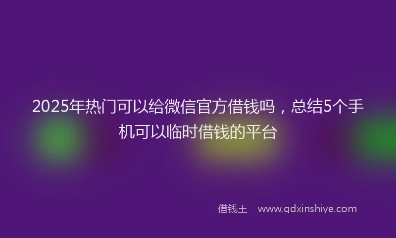 2025年热门可以给微信官方借钱吗，总结5个手机可以临时借钱的平台