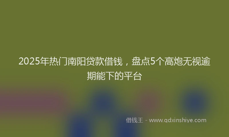 2025年热门南阳贷款借钱，盘点5个高炮无视逾期能下的平台