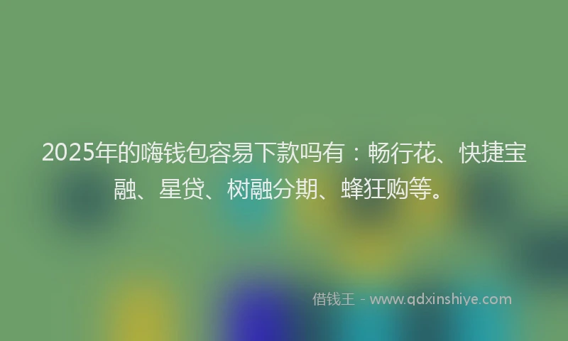 2025年的嗨钱包容易下款吗有：畅行花、快捷宝融、星贷、树融分期、蜂狂购等。
