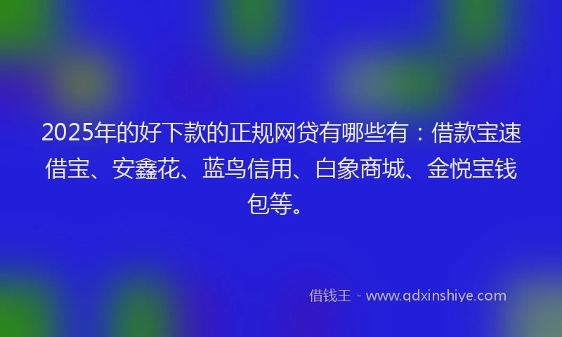 2025年的好下款的正规网贷有哪些有：借款宝速借宝、安鑫花、蓝鸟信用、白象商城、金悦宝钱包等。