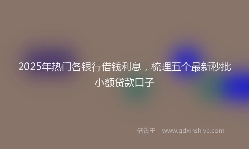 2025年热门各银行借钱利息，梳理五个最新秒批小额贷款口子