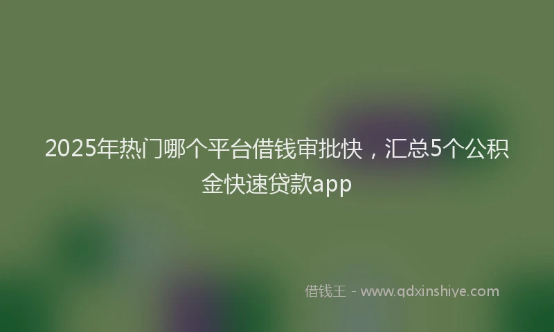 2025年热门哪个平台借钱审批快，汇总5个公积金快速贷款app
